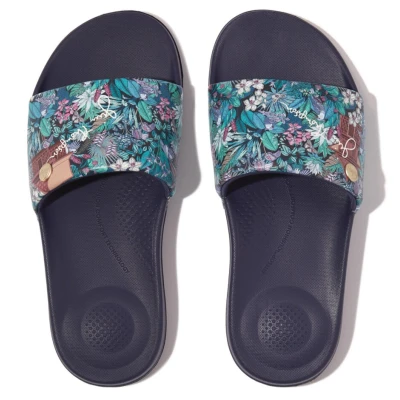 Abbildung von Fitflop iQUSHION X JIM THOMPSON Pantolette, Sommerschuh, Schlappen mit breiter Bandage für optimalen Sitz