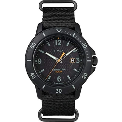 Abbildung von Timex Expedition Gallatin Solar Herren Armbanduhr, rutschhemmend, schwarzes Nylonband, 44 mm TW2U30300
