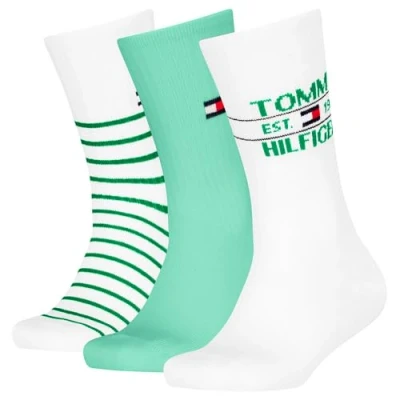 Abbildung von Tommy Hilfiger KIDS SOCK Sport Breton Unisex 3 PACK Socken für Kinder, Größe: 35 38, Green
