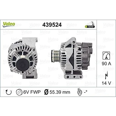 Abbildung von VALEO 439524 Lichtmaschine 14V 90A OPEL: Corsa C Schrägheck, Astra H Caravan, Meriva A, FIAT: Grande Punto Evo Schrägheck
