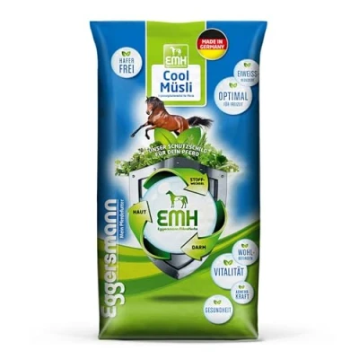Abbildung von Eggersmann EMH Cool Müsli 20kg Eiweißreduziertes Pferdemüsli Haferfrei Zusatzfutter für Pferde und Ponys Natürliches Pferdefutter