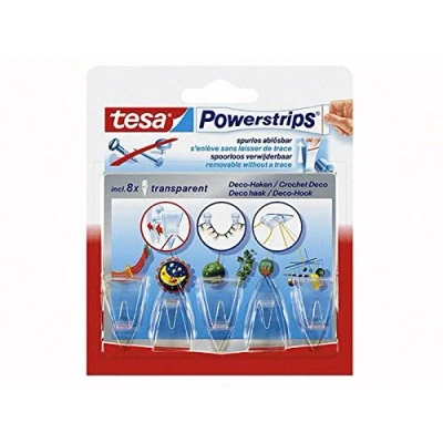 Abbildung von tesa Klebehaken POWERSTRIPS Doppelseitige Klebestreifen mit Bilderhaken, Dekoration, Bilder, Leinwände, Lichterketten, Girlanden, (Packung, 5 St., Haken, Powerstrip), Stripes transparent Dekohaken ja max. 200 g