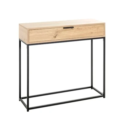 Abbildung von HAKU Möbel Konsole Eiche, schwarz, Metall, Spanplatte Maße: B 80 cm x H 77 T 28 cm, Style: Modern