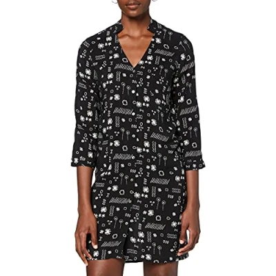Abbildung von Yargıcı Damen Binding Detailed Shirt Kleid, Mehrfarbig (Black Multi Color 341), 38