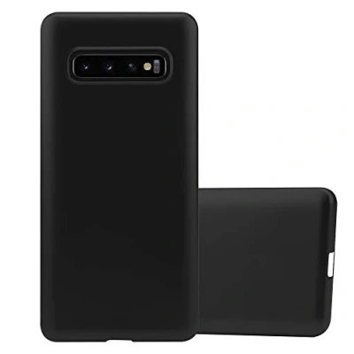 Abbildung von Cadorabo Hülle kompatibel mit Samsung Galaxy S10 Plus Schutzhülle TPU Silikon Case Metallic Design Slim Kratzfest Weiche Gummi Rundumschutz für in Schwarz