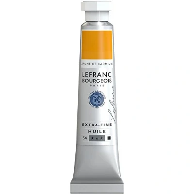 Abbildung von Lefranc Bourgeois 404926 extra feine Ölfarbe in Künstlerqualität aus hochwertigen Pigmenten, lebendige Farben, hohe Lichtechtheit, 20ml Tube Kadmiumgelb