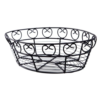 Abbildung von HENDI Drahtkorb 25,5 x 16 8 cm oval Metall schwarz pulverbeschichtet lebensmittelecht, Brotkorb