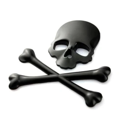 Abbildung von NaFetz Metall Totenkopf Knochen 3D Aufkleber Skull Auto Motorrad Roller PKW Sticker Emblem (Schwarz)