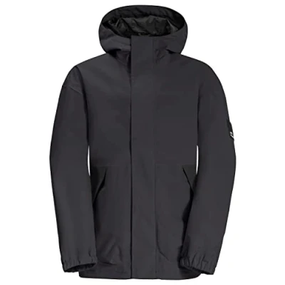 Abbildung von Jack Wolfskin Unisex Regenjacke / wasserabweisende Jacke für Kinder, Größe: 140, Granite black