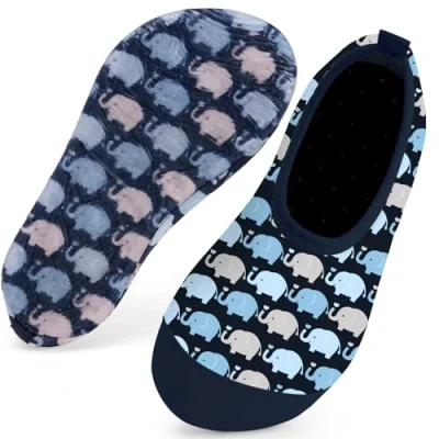 Abbildung von Kinder Badeschuhe Schwimmschuhe Wasserschuhe Mädchen Baby Strandschuhe Aquaschuhe Schnell Trocknend für Beach Pool(Baby Elefant Dunkelblau28/29)