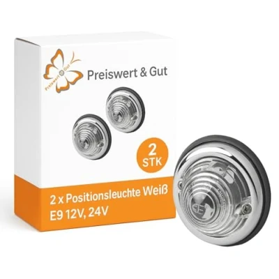 Abbildung von Preiswert &amp; Gut 2 x Positionsleuchte Begrenzungslicht 12V 24V Leuchte Oldtimer Traktor PKW Weiss