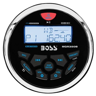 Abbildung von Boss Audio MCKGB350B. 6 Combo Marine Gauge Radio w/Marine Antenna &amp; 2 6. 5&quot; Speakers Black