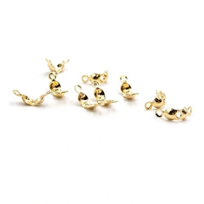 Abbildung von Vintageparts Quetschkalotten mit 18k Goldbeschichtung 3mm 10 Stück zum Schmuck selber basteln
