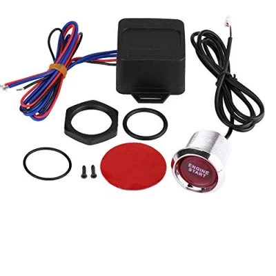 Abbildung von Keenso Auto Startschalter Kit, Universal 12V Motor Startknopf + Relaisbox LED Druckknopfschalter (Rot)