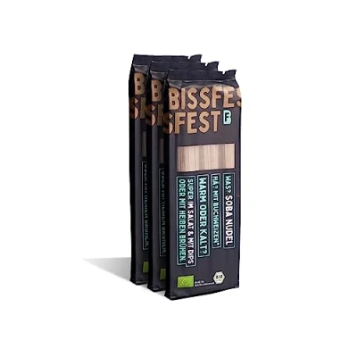 Abbildung von bissfest BIO Soba Nudeln 750 g (3 x 250 g) Asiatische mit herb nussigem Geschmack aus Buchweizen für japanische Suppen und Wok Gerichte Vegan