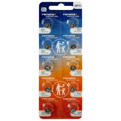 Abbildung von 10 x Renata 321 Knopfzellen / Uhrenbatterien Swiss Made, Silberoxid, SR616SW, 1,5 V), auch bekannt als SR616SW Sb Af SR65, SR616,% 2fdf, 280 73, da, V321, D321, GP321, 611,