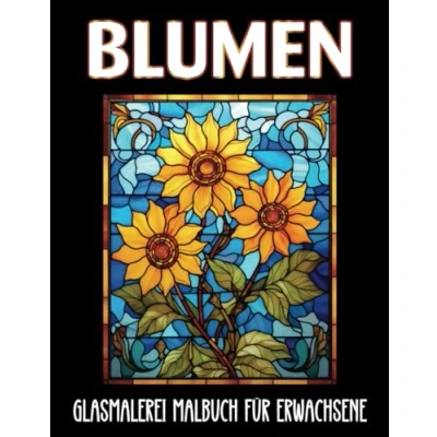 Abbildung von Blumen Glasmalerei Malbuch für Erwachsene: 60 ästhetische Designs gegen Angst und Depression
