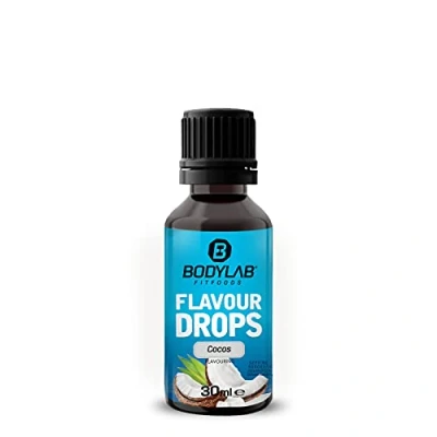 Abbildung von Bodylab24 Flavour Drops 30ml Kokos, Kalorienfreie, Zuckerfreie &amp; Fettfreie Aroma Tropfen, Flavdrops zum Süßen von Lebensmitteln, Kaffee Sirup, Geschmackstropfen ohne Künstliche Farbstoffe