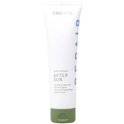Abbildung von CBD After Sun Lotion sofort kühlend Naturkosmetik Erste Hilfe bei Sonnenbrand Besonders effektiv durch Cannabidiol beruhigend für die Haut 100 mg CBDVITAL