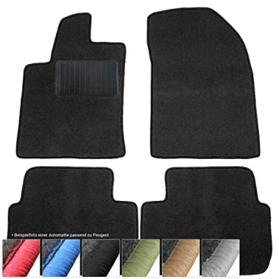 Abbildung von moto MOLTICO Fußmatten Auto Velours Autoteppiche Schwarz Automatten Set 4 teilig passend für Peugeot 206 CC 1998 2009 (Schwarze Ziernähte)