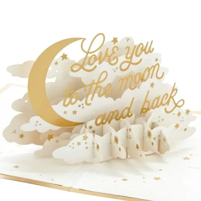 Abbildung von Hallmark Signature Paper Wonder Pop Up Jubiläumskarte, Valentinstagskarte, Liebeskarte, romantische Geburtstagskarte (Mond und Rückseite)