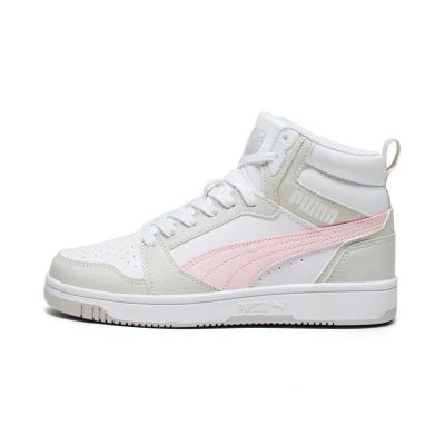 Abbildung von PUMA Rebound V6 Mid Sneakers Youth, Schuhe, Weiß/Frosty Rosa/Sedate Grau, 39