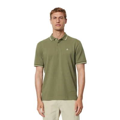 Abbildung von Marc O&#039;Polo Kurzarmshaped Poloshirt, Herren, Größe: Medium, Olive