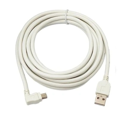 Abbildung von System S USB 2.0 Kabel 3 m Typ A Stecker zu Mini B Winkel Adapter in Weiß