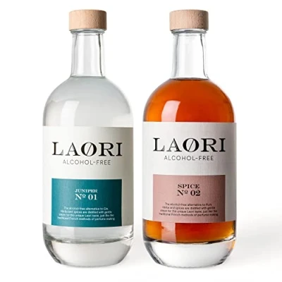 Abbildung von Laori Juniper No 01 &amp; Spice 02 alkoholfreie Alternativen zu Gin Rum Perfekt für Cocktails Feinste Botanicals Vegan, zuckerfrei ohne künstliche Aromen 2x500 ml