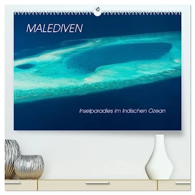 Abbildung von Malediven Inselparadies im Indischen Ozean (hochwertiger Premium Wandkalender 2025 DIN A2 quer), Kunstdruck in Hochglanz