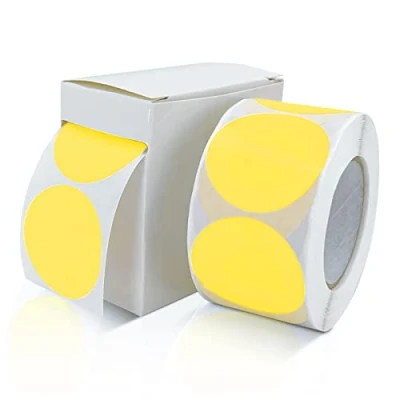 Abbildung von Runde Aufkleber 38mm Gelb Selbstklebend Rolle kleine Klebepunkte Etiketten Farbkodierung kreise Sticker Ablösbare Wetterfest Mit Spenderbox 500 Stück