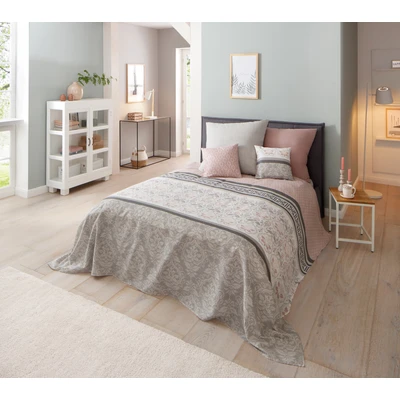Abbildung von Home affaire Tagesdecke &quot;Cremona leichte Tagesdecke, Wohndecke, Überwurf für Bett oder Sofa, Material 100% Baumwolle, Einzelbett, Doppelbett, Melangeoptik, Ornamente, Kinder und Erwachsenendecke&quot;