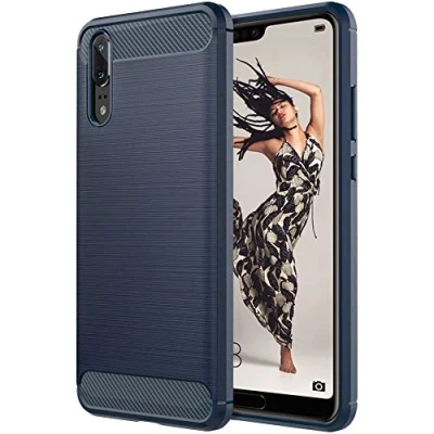 Abbildung von ebestStar Hülle für Huawei P20, Silikon Handyhülle Cover, Carbon Fiber Texture Schutzhülle, Dunkelblau