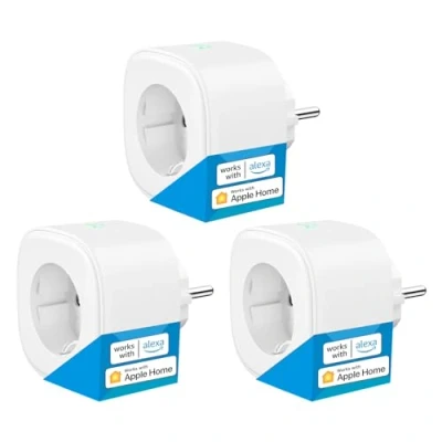 Abbildung von Smart Steckdose funktioniert mit Homekit, meross WLAN Plug, Intelligent Stecker, kompatibel Siri, Alexa, Google Assistant, kein Hub erforderlich, 16 A,Input: 100 200V,50/60Hz, 2,4 GHz, 3 pcs
