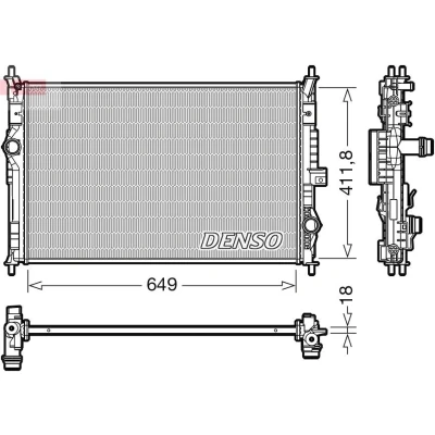 Abbildung von DENSO DRM21103 Kühler, Motorkühlung 649 412 18 PEUGEOT: 308 SW 2, II Schrägheck, CITROËN: C4 Picasso Spacetourer