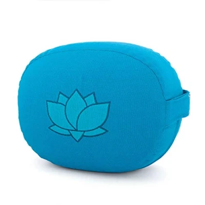 Abbildung von Meditationskissen OVAL. Dinkelfüllung. Türkis Stick Lotus Türkisblau