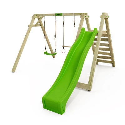 Abbildung von Kinderschaukel aus Holz mit Rutsche JollyJay Fast XXL