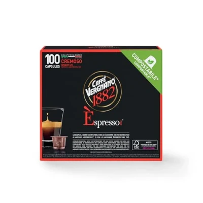 Abbildung von Caffè Vergnano 1882 Espresso Cremoso, 100 Kapseln, kompatibel mit Nespresso, kompostierbar