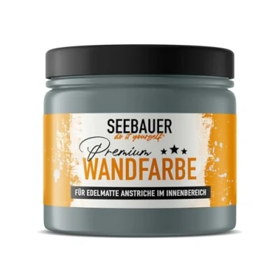 Abbildung von SEEBAUER diy Wandfarbe Grau 300ML für Innen (No. 212 Mountain Slate) Edelmatte dunkelgraue Innenfarbe Grautöne sehr hohe Deckkraft Matt, Abwaschbar und Tropffrei