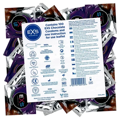 Abbildung von EXS Kondome Chocolate Flavour leckere Packung mit, 100 St., aromatisierte Kondome, mit Schokoladen Geschmack, Kondomvorrat, Großpackung