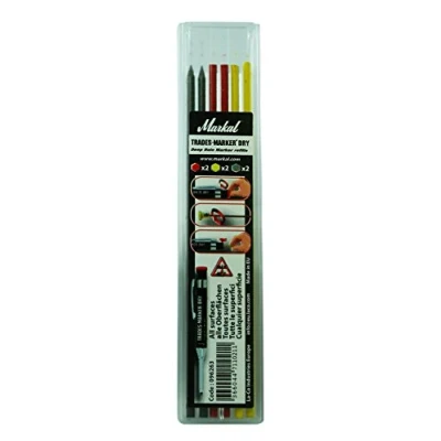 Abbildung von Markal 96263 Trades Marker Dry Markierstifte, Set mit Minen, gemischt (2 Minen graphit, 2 rot, gelb), graphit/gelb/rot (Packung 6 Stück