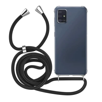 Abbildung von MyGadget Handykette für Samsung Galaxy A51 5G [ TPU Hülle mit verstellbaren Band ] Handyhülle Handyband zum Umhängen Kordel Schnur Case Schutzhülle Schwarz
