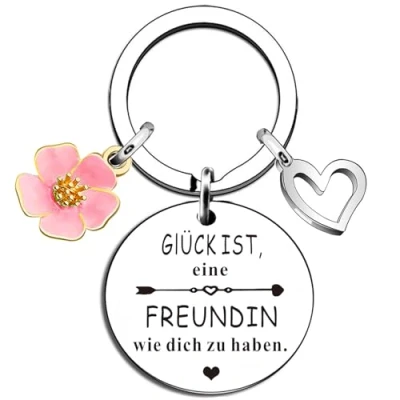 Abbildung von Beste Freundin geschenke,Schlüsselanhänger Geschenke für Frauen Kollegin,Abschiedsgeschenk,Weihnachts und Geburtsta,GlücksbringerSchlüsselanhänger (Glück ist,eine wie dich zu haben)