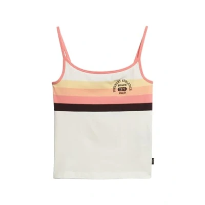 Abbildung von Superdry Essential Branded CAMI Top, Damen, Größe: 36, Sunset coral stripe