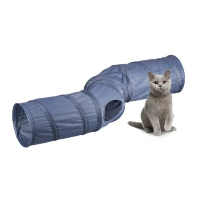 Abbildung von relaxdays Kleintiertunnel Faltbarer Katzentunnel 4 Ausgänge, Polyester