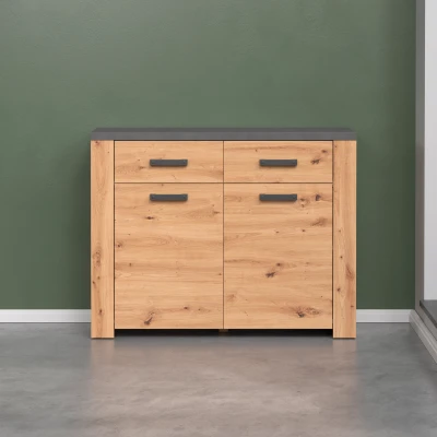 Abbildung von Home affaire Kommode &quot;Ambres&quot;, (1 St.), matte Echtholzoptik, ca. Maße BxH: 116x91 cm, hellbraun, schmal