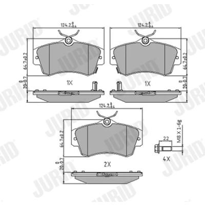 Abbildung von JURID 573033J Bremsbelagsatz mit akustischer Verschleißwarnung ohne Zubehör CHRYSLER: PT Cruiser Kombi, Cabrio, DODGE: NEON 2