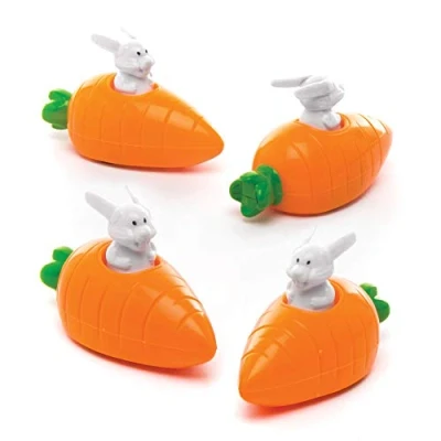Abbildung von Baker Ross AW271 Aufziehbare Hasen mit Karotte (4 Stück) perfekt als Ostergeschenk oder kleine Party Überraschung für Kinder