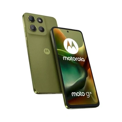 Abbildung von Motorola Moto g15 Smartphone (6,72&quot; FHD+ Display, 50 MP Kamera, 4 GB / 128 GB, 5200 mAh, Android 15) Iguana Green, inkl. Schutzcover [Exklusiv bei Amazon]