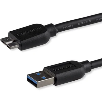 Abbildung von StarTech.com 50cm schlankes SuperSpeed USB 3.0 A auf Micro B Kabel, St/St, Anschlusskabel, Schwarz